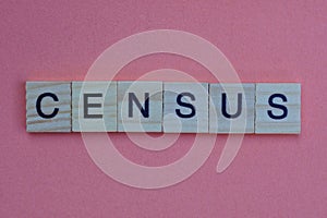 Short gray word census in small wooden letters photo