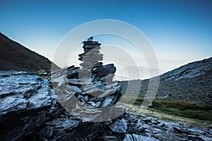 Cairns stacked along route to Spains highest point - mulhacen photo