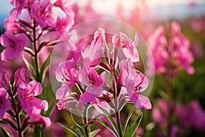 Short-lived Fireweed flowers. Generate Ai