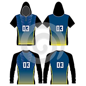 Short and Long Sleeve Hoodie template Custom Design illustrations mock up