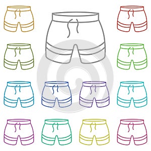 Short multi color icon. Simple thin line, outline  of summer icons for ui and ux, website or mobile application