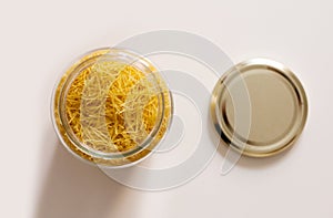Short noodles storage jar Zero waste, noodle jar, cristal recycling cabello de angel. photo