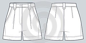 Short Pants technical fashion illustration.