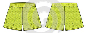 Short Pants technical fashion illustration, seamless pattern. Sport Shorts fashion flat technical drawing template, elastic waist