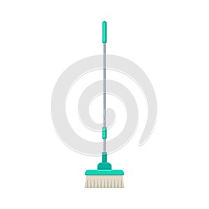 Short pile sweeping brush with long handle. Vector illustration on white background.