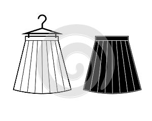 Short pleated skirt vector line icon, sign