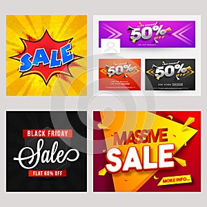 Short sale banner or template design in four different styles.