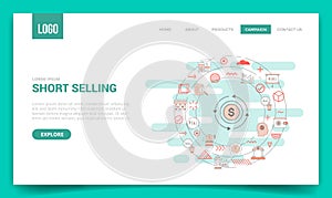 Short selling concept with circle icon for website template or landing page homepage