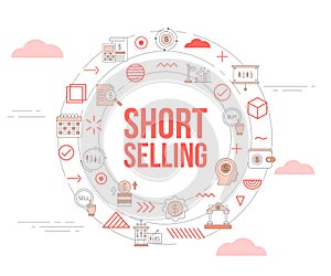 Short selling concept with icon set template banner and circle round shape