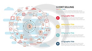 Short selling concept for infographic template banner with four point list information