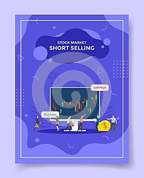 Short selling stock market concept for template of banners, flyer, books, and magazine cover