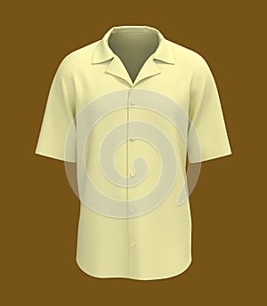 Short-sleeve camp shirt mockup. 3d rendering, 3d illustration