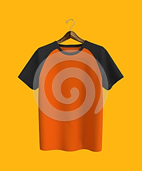 Short-sleeve raglan t-shirt mockup, isolated on white. 3d illustration