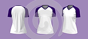 Short-sleeves raglan t-shirt mockup, 3d illustration, 3d rendering