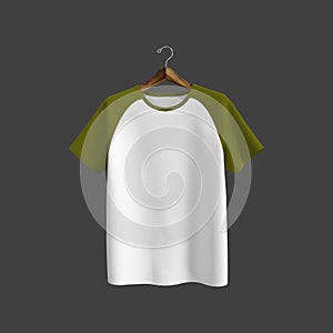 Short- sleeves raglan t-shirt mockup, 3d illustration, 3d rendering