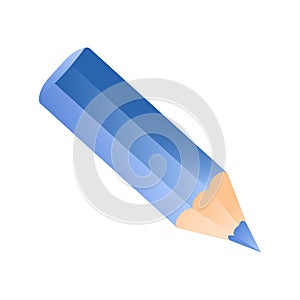 Short small pencil icon. Blue color pencil