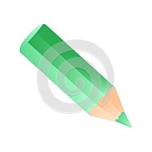 Short small pencil icon. Green colorful pencil