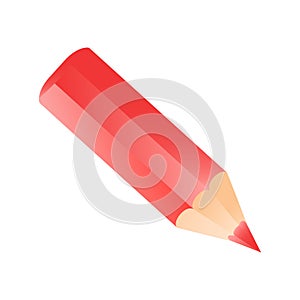 Short small pencil icon realistic style. red colorful pencil