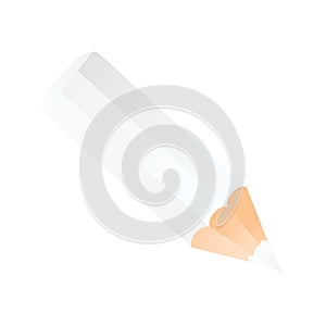 Short small pencil icon realistic style. White colorful pencil