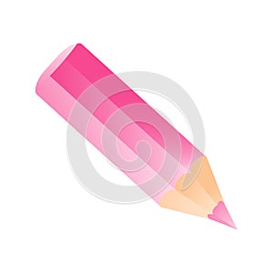 Short small pencil icon realistic style. White colorful pencil