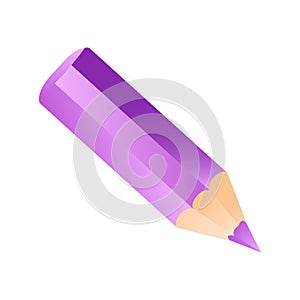 Short small pencil icon realistic style. White colorful pencil