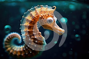 Short-snouted seahorse Hippocampus Sea animal, AI generative