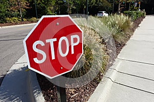 Short Stop Sign at an Intersection