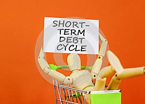 Short-term debt cycle symbol. Concept words Short-term debt cycle on beautiful white paper. Beautiful orange background.