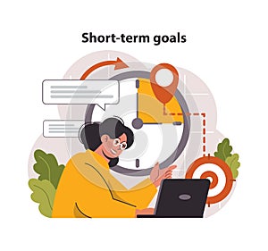 Short-term goals concept. Flat vector illustration