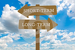 Short term and Long term solutions road sign.