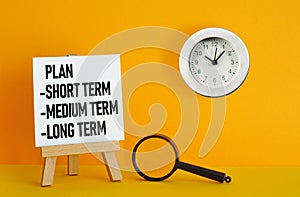 Short term medium term and long term are shown using the text