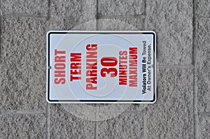 Short term parking signage