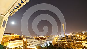 A short timelapse of the Moon rising over Arroyo de la miel in the Costa Del Sol, Spain on a cloudy night