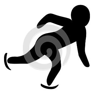 Short track. Silhouette. The athlete moves in speed skating on ice for a short distance. Vector icon. An athlete competes in speed