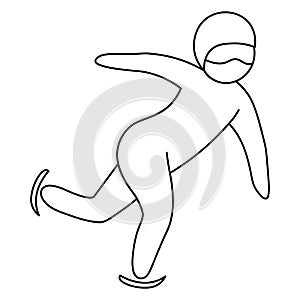 Short track. Sketch. The athlete moves in speed skating on ice for a short distance. Vector icon.