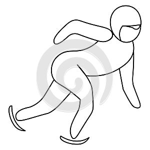 Short track. Sketch. The athlete moves in speed skating on ice for a short distance. Vector icon. An athlete competes in speed