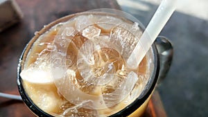 Short video of fresh iced coffee water, cold coffee