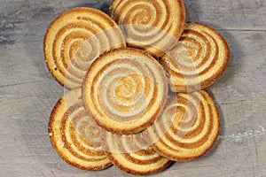 Shortbread on the texture of the board