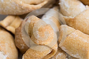 Shortcrust pastry roll crosiisants with marmalade