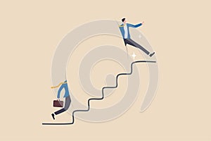 Shortcut for business success, stairway or step to career growth, get rich fast or strategy to achieve target concept, smart