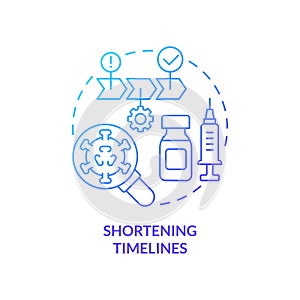 Shortening timelines blue gradient concept icon