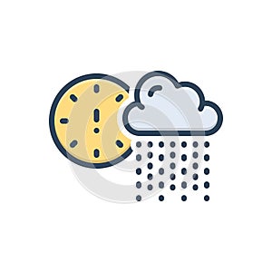 Color illustration icon for Shortly, presently and rainy photo