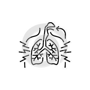 Shortness breath color line icon. Human diseases.