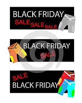 Shorts Pant on Three Black Friday Sale Banners