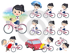 Shortsleeved shirt Sailor suit_city bicycle