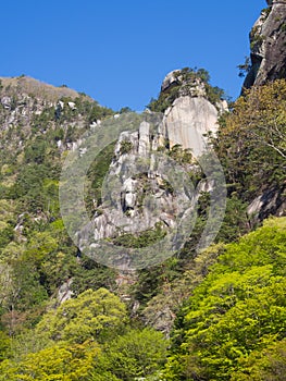 Shosenkyo Gorge in fresh green in Kofu, Yamanashi, Japan