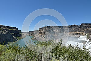 Shoshone Falls and Snake River Twin Falls Idaho wide angle masthead text area horizontal