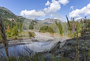 Shoshone River makes an s-curve at the state park in Cody Wyoming. You are looking towards Yellowstone National Park. photo