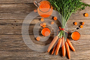 Shot from above of carrot juice