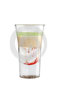 Shot. Alcoholic drink on a white background